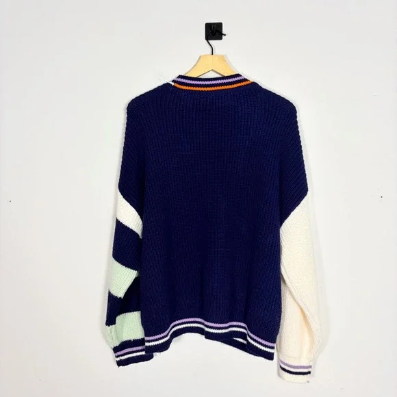 Daily Practice Anthropologie Oversized V Neck Cardigan Sweater Letter A Large - Picture 4 of 6